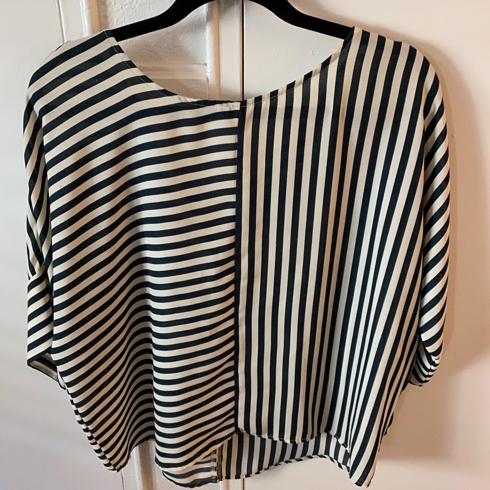Blue and Cream Striped Blouse